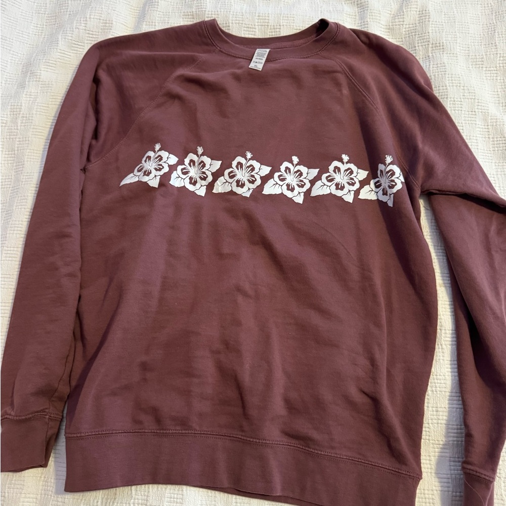 Hibiscus Sweatshirt - Burgundy - Large